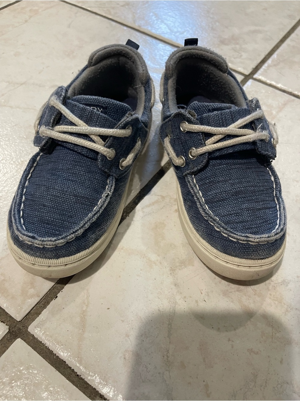 Sperry Kids Navy Boat Shoes with White Laces